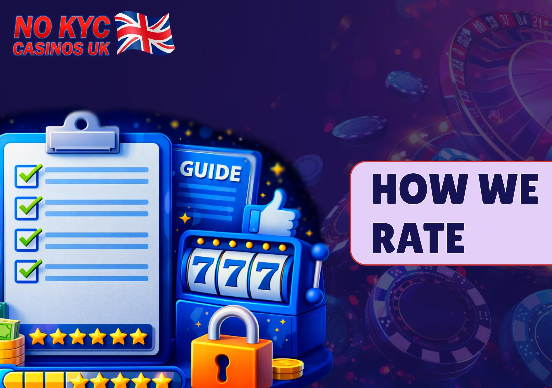 Intro image for a casino rating focused on evaluation criteria and transparency.